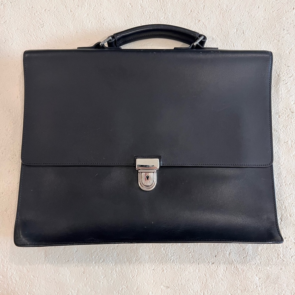 John Varvatos men’s leather briefcase.